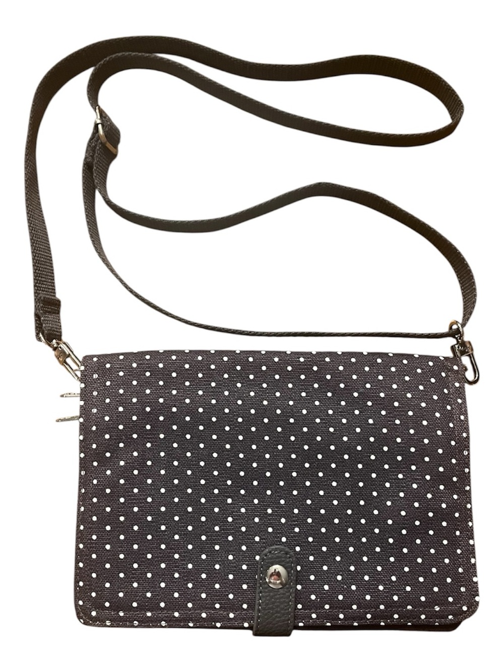 thirty-one Charcoal Gray Polka Dot Crossbody Bag